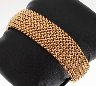 Image 18 kt gold bracelet , YG 750/000, 42.1 g, l.approx. 20 cm, braided, case lock with ...