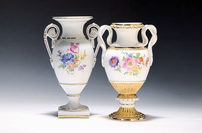 Image Two vases, Meissen, 20th century, 2nd choice: snake-handled vase, designed by Leuteritz, ...