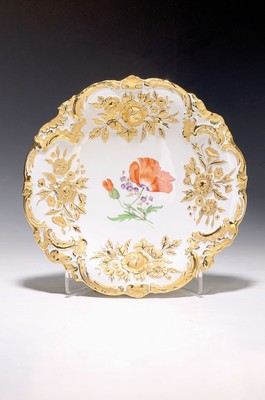 Image State plate, Meissen, 1920s, flower painting, flower 2, designed by Leuteritz, raised ...