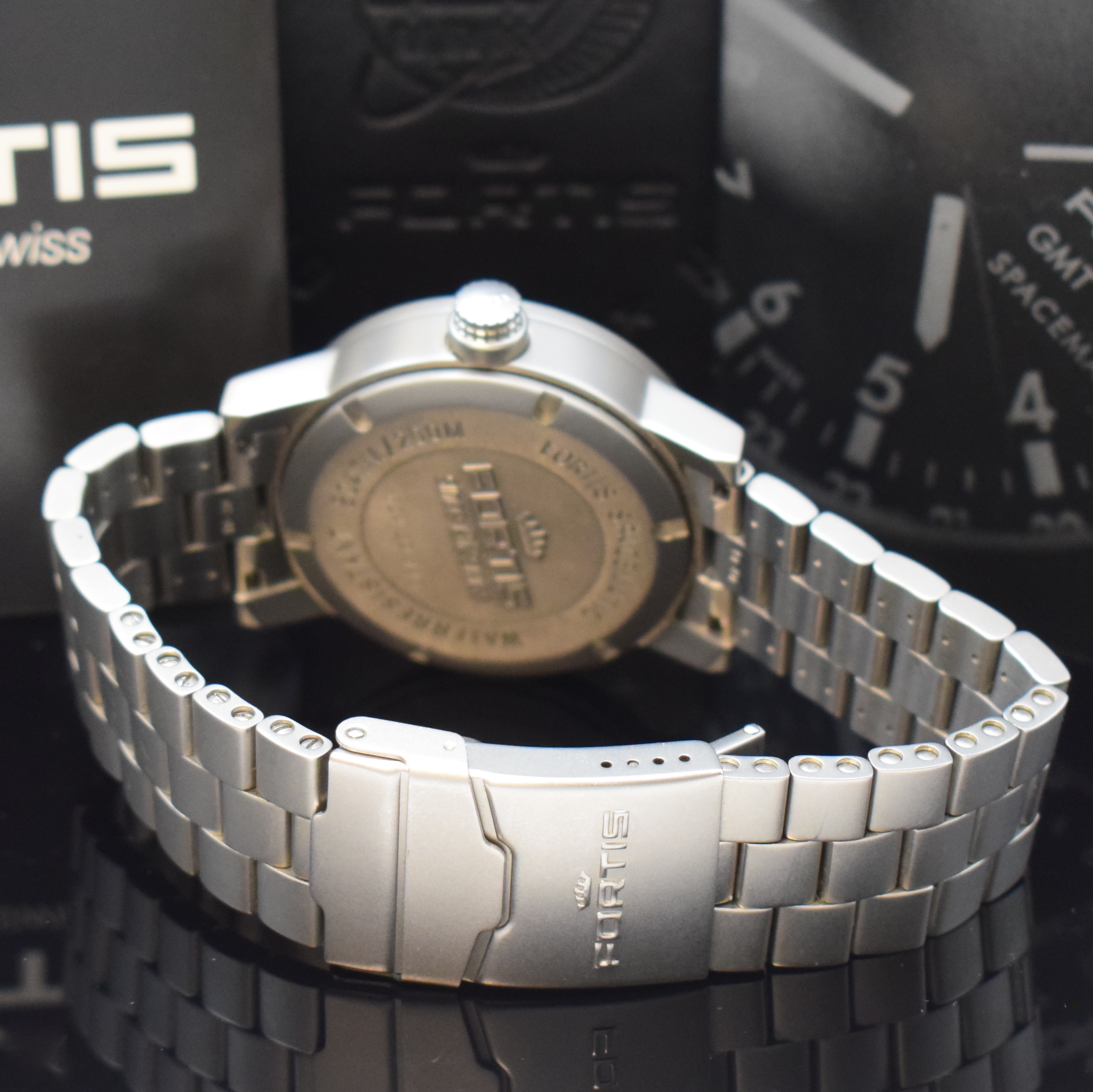 Detail b: FORTIS GMT Spacematic Herrenarmbanduhr in Stahl Referenz 624.22.148, Schweiz verk. lt. beil. Pap. 03/2003, Automatik, matt. Geh. inkl. orig. ...