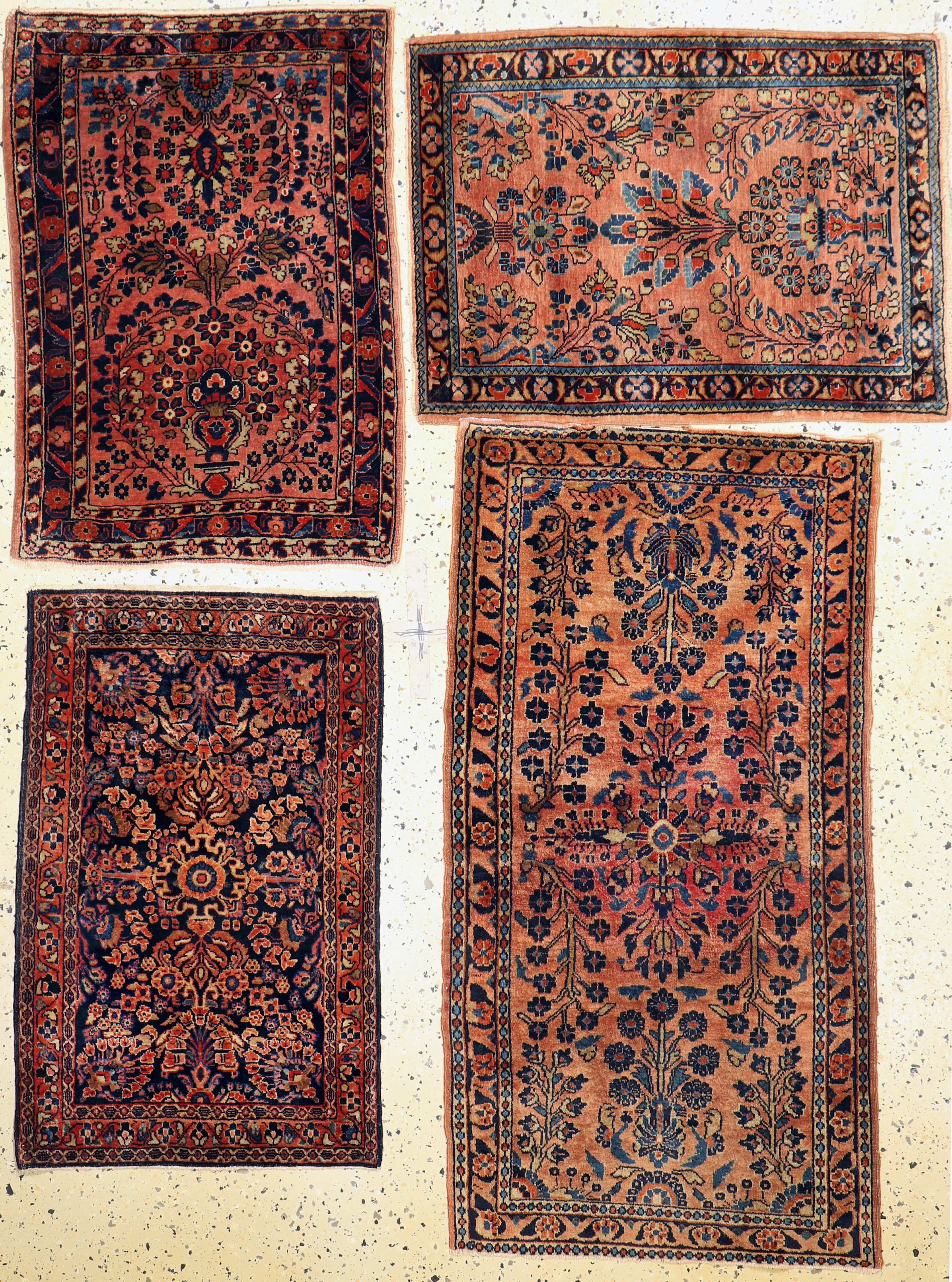 4 Lots Sarogh US-Re Import, Persien, um 1930, Wolle auf Baumwolle, ca. 120 x 63 cm, & ca.80 x 50cm, EHZ: 2-3