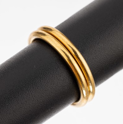 Image 18 kt gold ring-duo , YG 750/000, unpretentious, ringsize 54, approx. 6.1 g