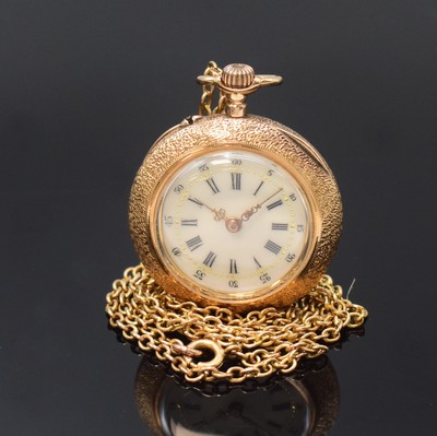 Image A.Lansel, Zürich, 18k pink gold ladies pocket watch with 8k yellow gold chain, ...