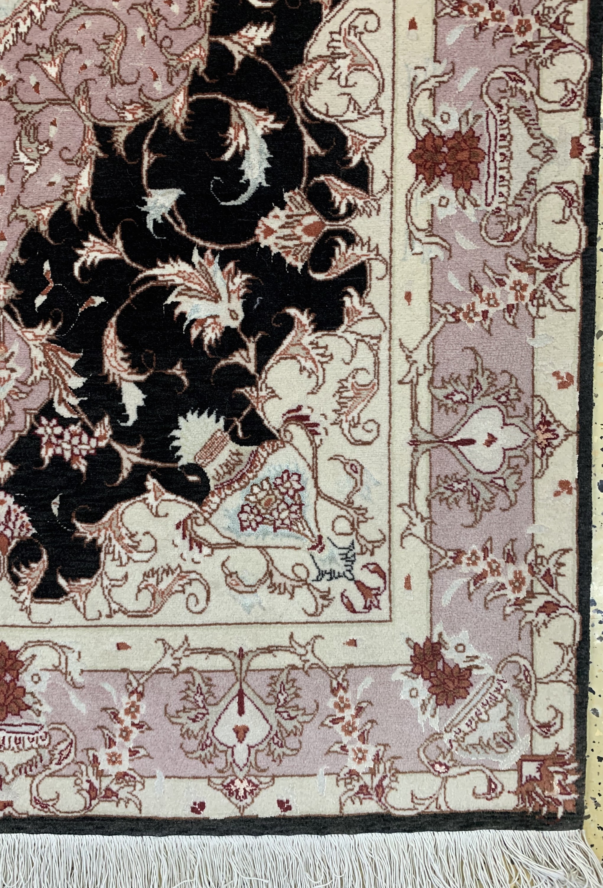Detail a: Täbriz fein(50 Raj), Persien, Ende 20 Jhd, Korkwolle mit Seide, ca. 155 x 101 cm, ca. 500.000 Kn/qm, EHZ: 2