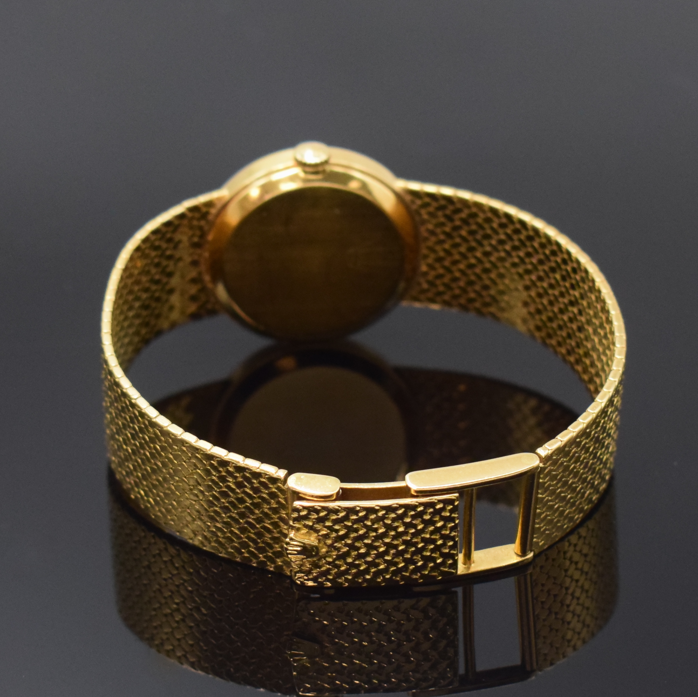Detail b: ROLEX Damenarmbanduhr Serie Cellini in GG 750/000 Referenz 3822, Handaufzug, Schweiz um 1969, Milanaiseband, Boden aufgedr., emailfarb. Zifferbl. m. ...