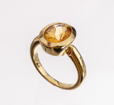 Image 14 kt Gold Citrin-Ring, GG 585/000, ovalfacett. Citrin ca. 2.20 ct, RW 54, ca. 6.4 g ...