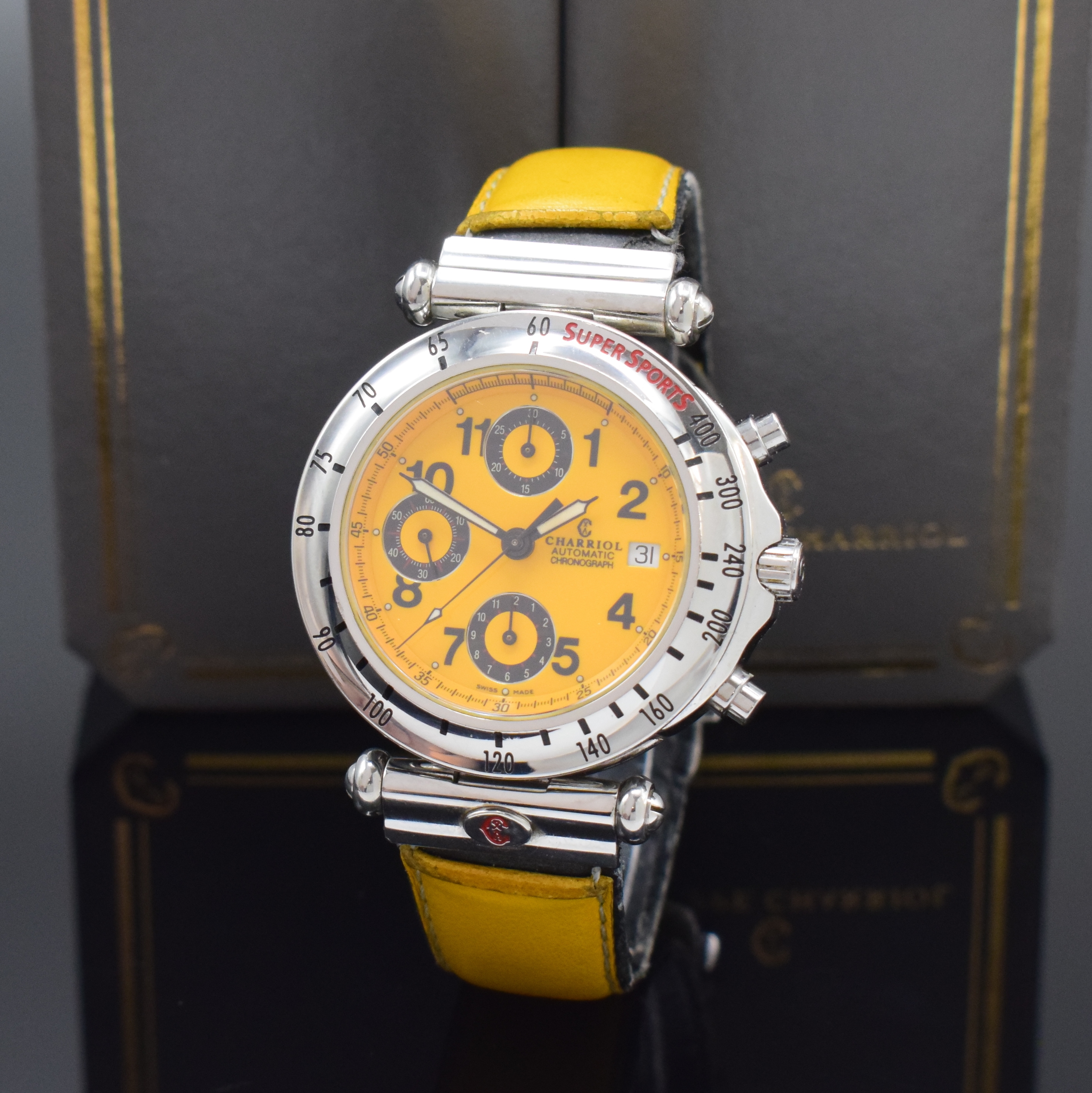 PHILIPPE CHARRIOL Armbandchronograph in Stahl, Schweiz um 2000, Automatik, Geh. m. bewegl. Anstößen, Boden aufgedr., pol. Lünette m. ...
