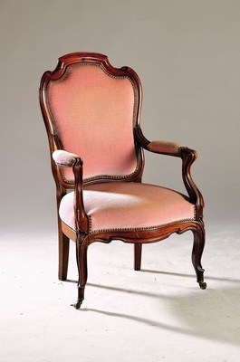 Image Armlehnstuhl, Frankreich, um 1860/70, Mahagoni massiv, Rokokostil, EZ 3, ca. 100 x 58 x ...
