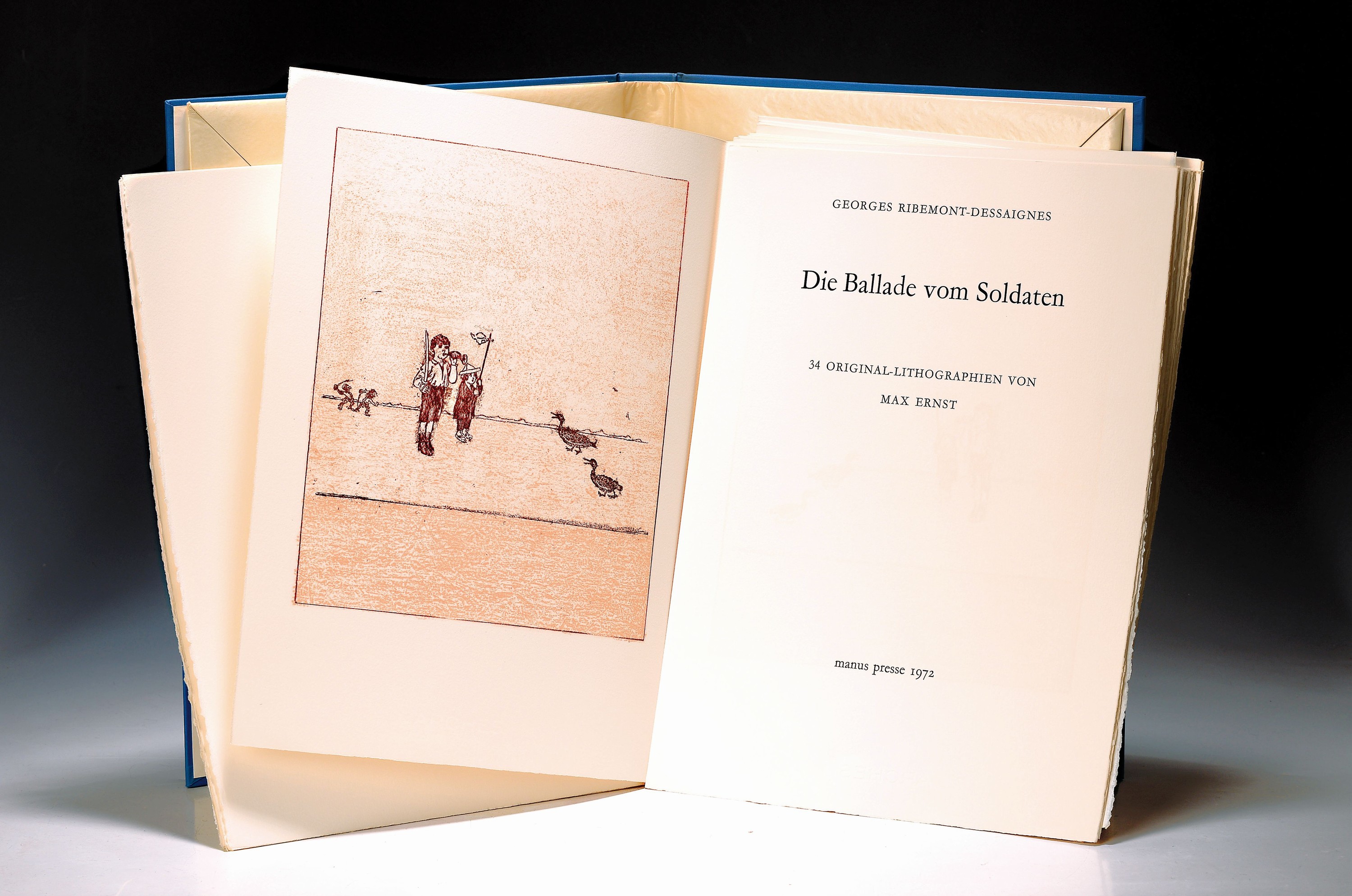 Georges Ribemont-Dessaignes (1884-1974) und Max Ernst (1891-1976): Die Ballade vom Soldaten, Stuttgart, Manus Presse 1972, Ed. 37/217, signiert von ...