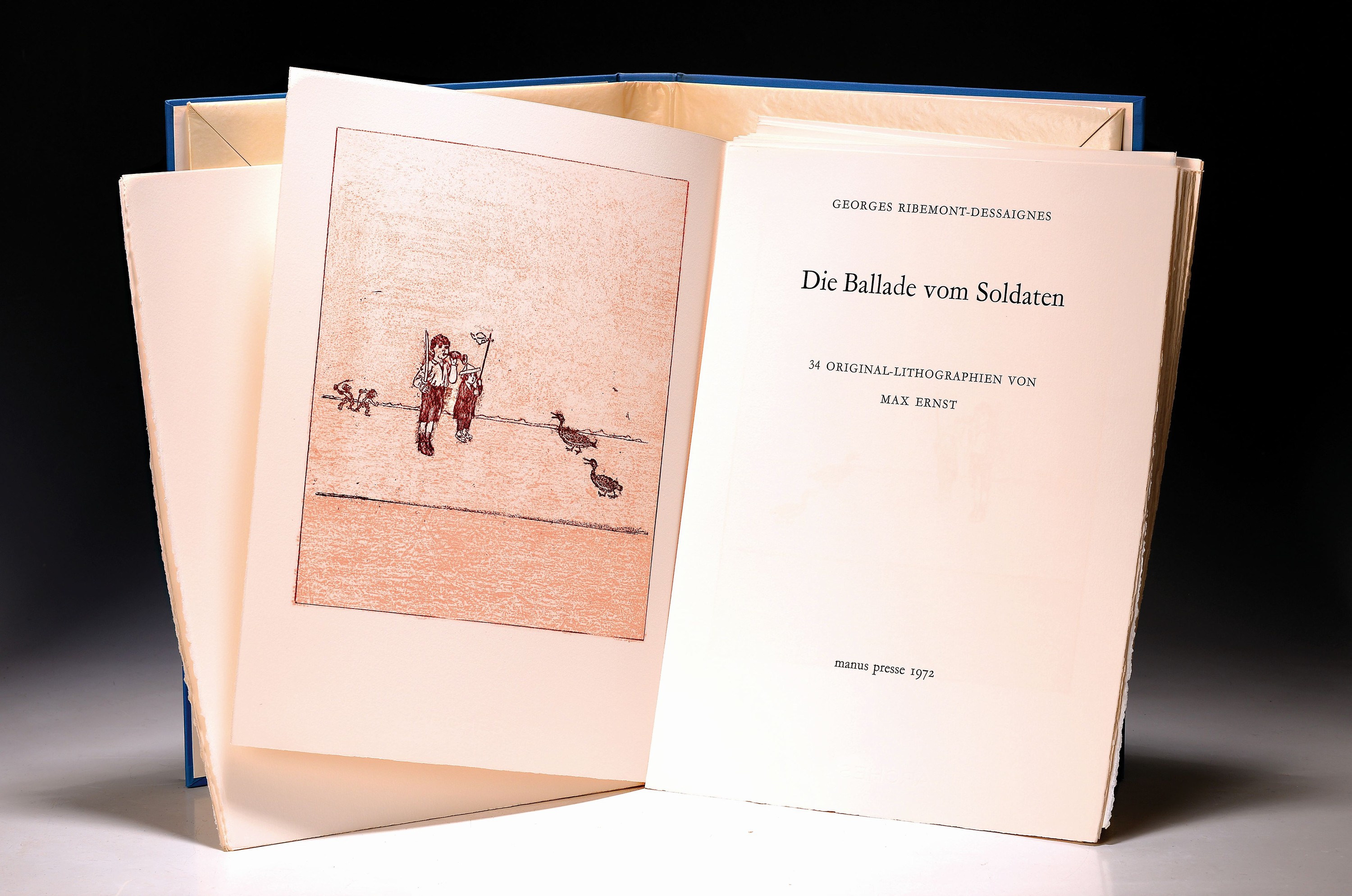 Detail k: Georges Ribemont-Dessaignes (1884-1974) und Max Ernst (1891-1976): Die Ballade vom Soldaten, Stuttgart, Manus Presse 1972, Ed. 37/217, signiert von ...