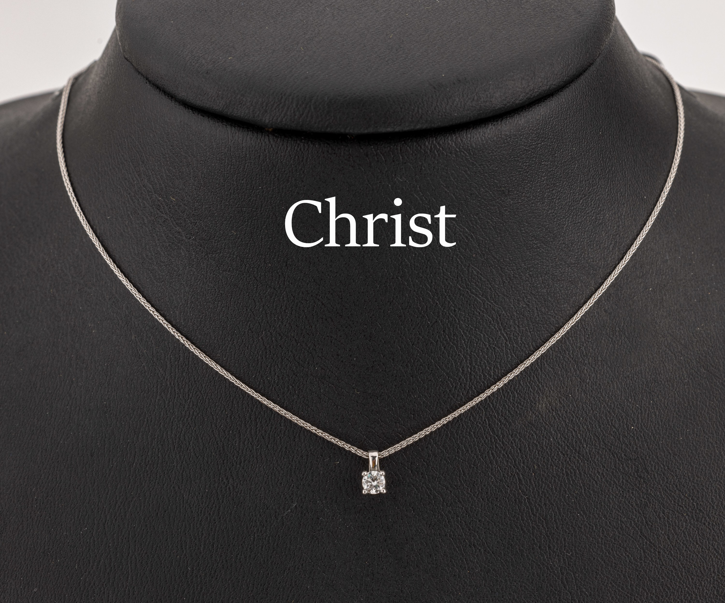 14 kt Gold CHRIST Brillant-Collier, WG 585/000, einzelner Brillant ca. 0.15 Weiss/si, Angaben grav., L. ca. 45 cm, Karabinerschliesse, ca. 2.1 g