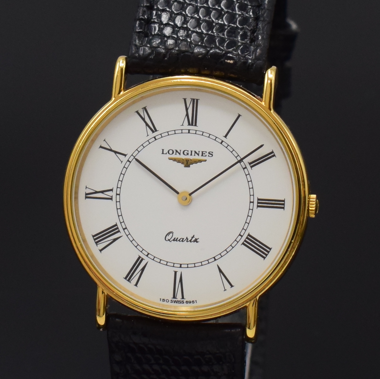 Detail a: LONGINES Armbanduhr Presence Referenz 6951 6 150, quarz, Schweiz um 2000, verg. Geh., Edelstahlboden aufgedr., emailfarb. Zifferbl. m. röm. Std., ...
