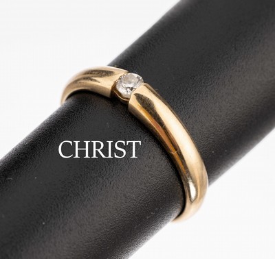 Image 14 kt Gold CHRIST Brillant-Ring, GG 585/000, einzelner Brillant ca. 0.10 ct ...