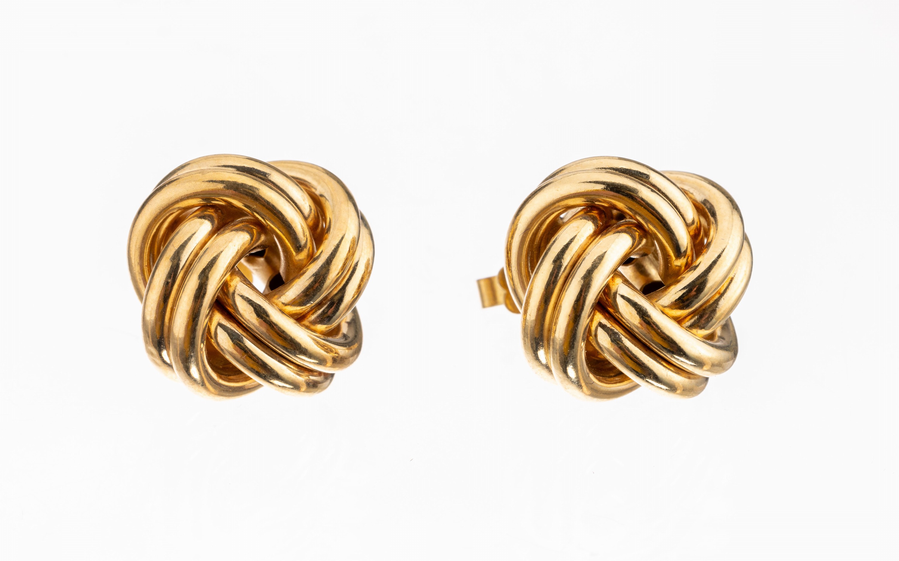 Paar 18 kt Gold Ohrstecker, GG 750/000, Knotenoptik, ca. 7.1 g