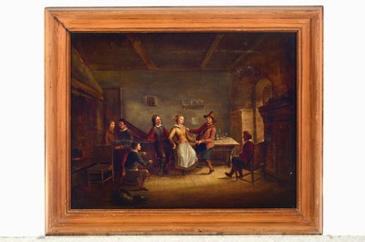 26807355k - Niederländischer Traditionalist, 19.Jh., Genre, Wirtshausszene mit tanzendem Trio, ...
