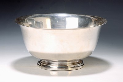 Image Large bowl, sterling silver, 20th century, round shape, slightly flared edge, low, ...