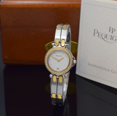 Image PEQUINET ladies wristwatch in steel/gold with diamonds, Switzerland sold according to ...