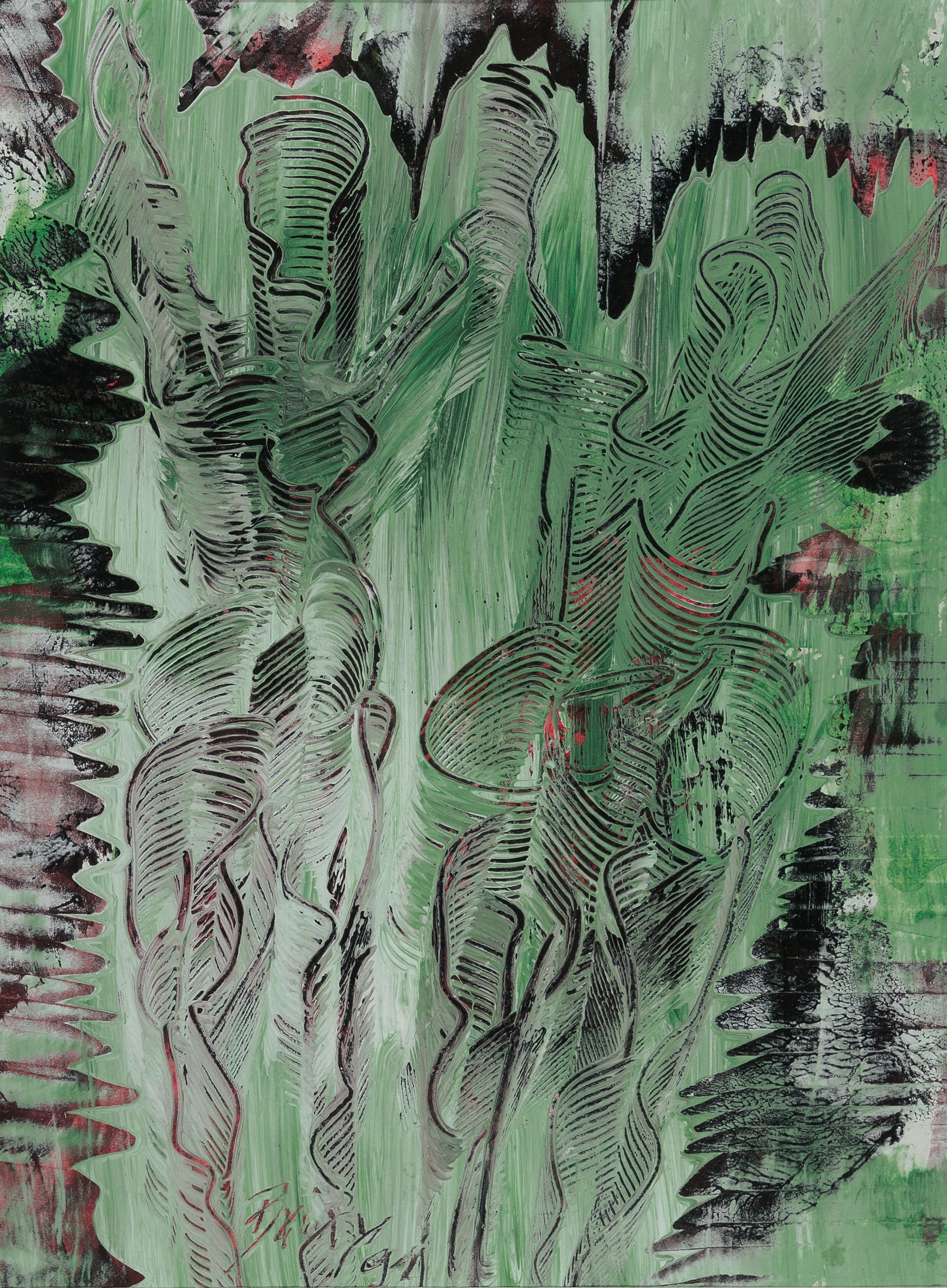 Brixy, Zeitgenössischer Künstler aus Mannheim, Paar, Mischtechnik auf Papier, signiert, dat. 91, 19 x 14 cm, unter Glas, Rahmen: 31 x 25 cm, kl. ...