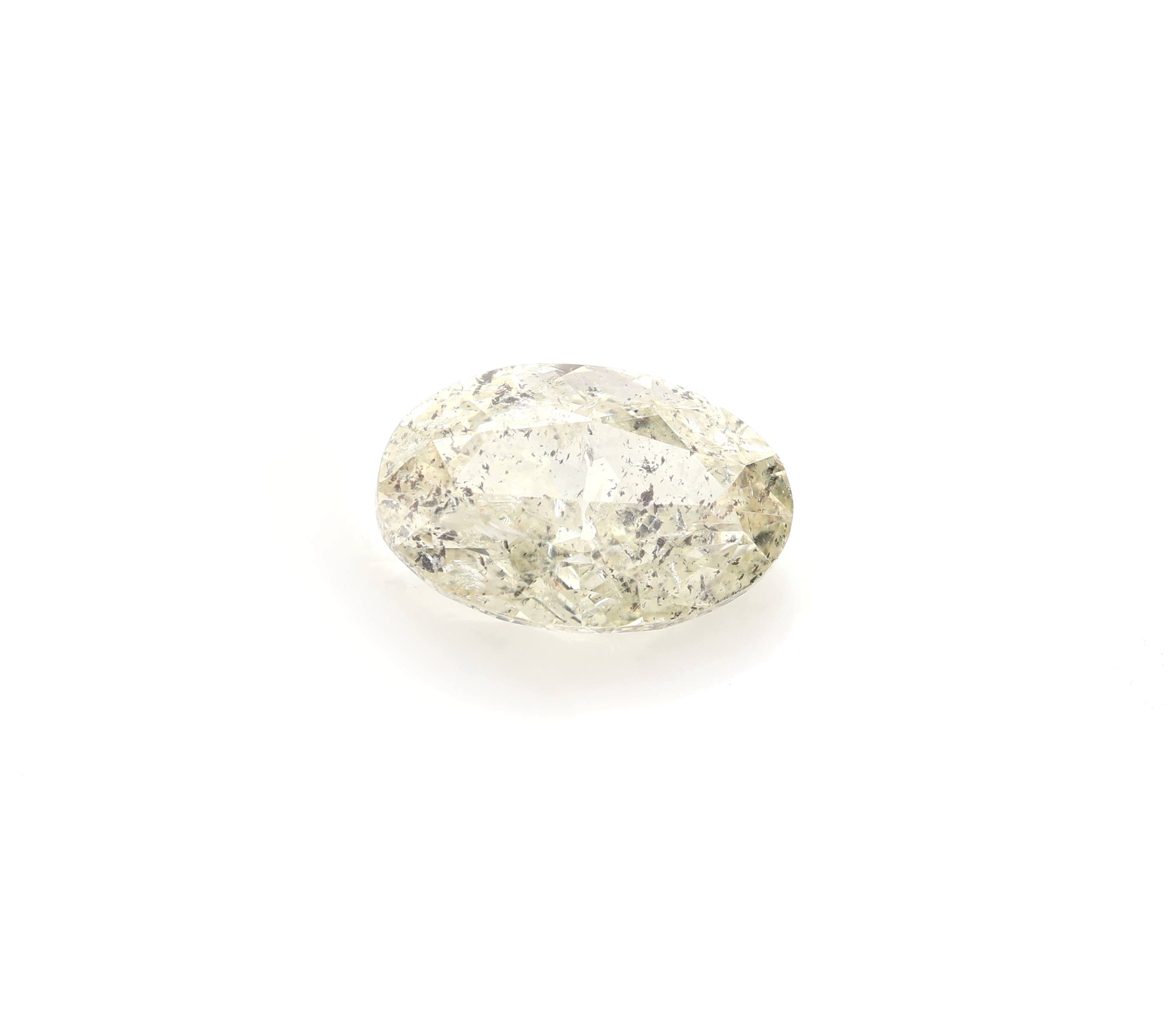 Detail a: Loser Diamant, ca. 1.00 ct, ovalfacett., natural fancy light greenish Yellow/p2, ca. 7.76 x 5.02 x 3.17 mm, mit GEM Report 12/2022