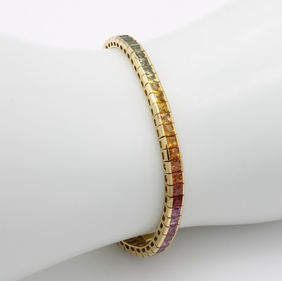 Image Armband mit Saphiren, GG 750/000, 73 Saphircarrées zus. ca. 8.44 ct in ...