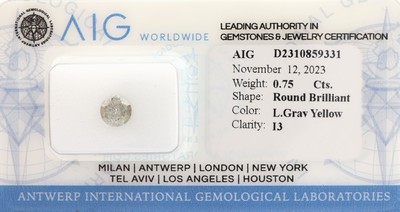 Image Loser Brillant ca. 0.75 ct, light Gray Yellow/p3, ca. 5.61 x 5.57 x 3.56 mm, ...