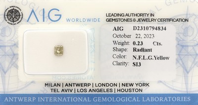 Image Loser Diamant ca. 0.23 ct, Radiant, naturalfancy light grayish Yellow/si3, ca. 3.67 x ...