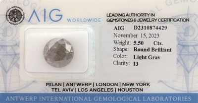 Image Loser Brillant ca. 5.50 ct, light Gray/p3, ca. 10.91 x 10.85 x 7.5 mm, ...