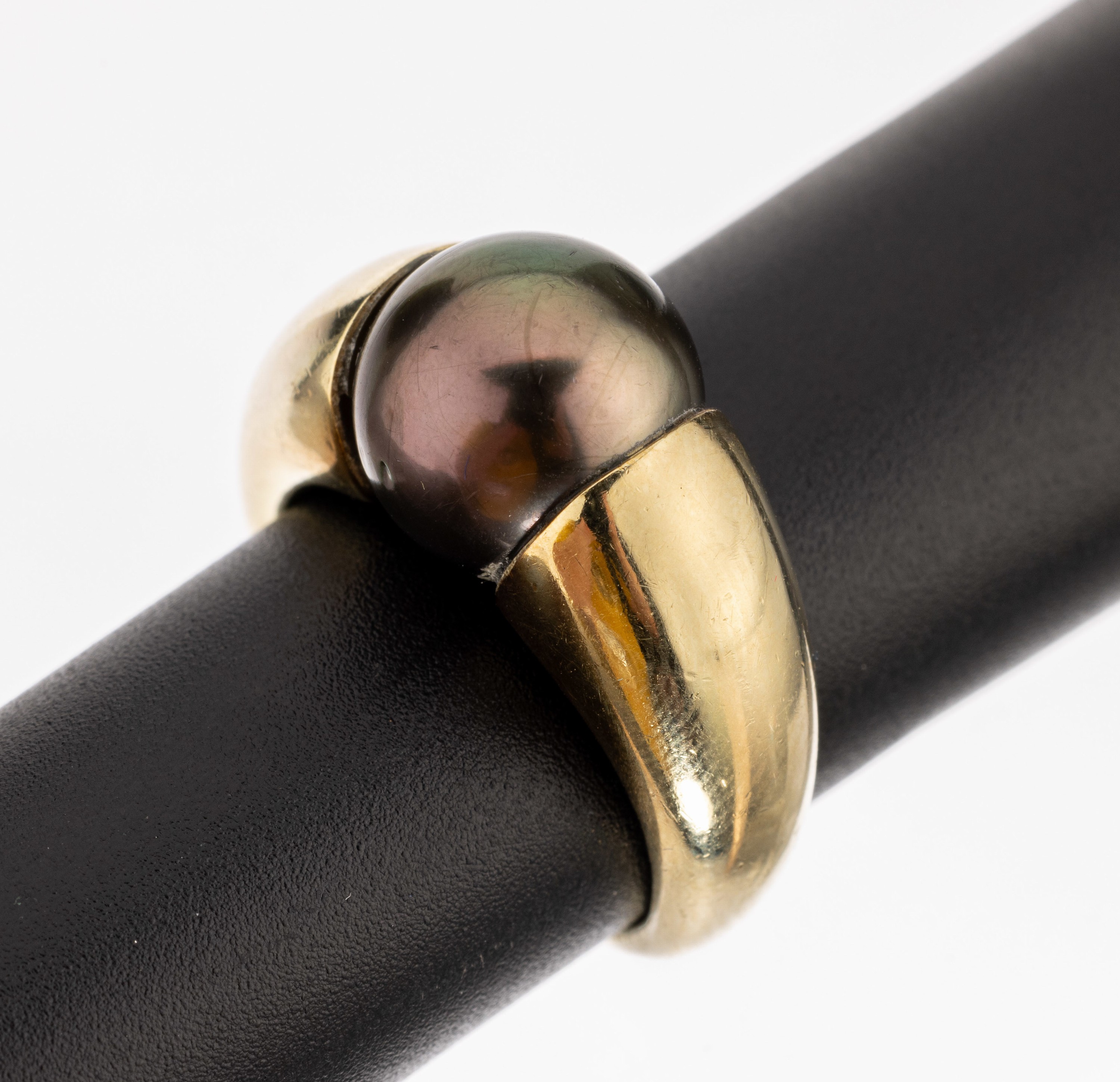 14 kt Gold Tahitizuchtperl Ring, GG 585/ 000, graue Zuchtperle D. ca. 11 mm, nat. Merkmale, RW 58, ca. 16.3 g