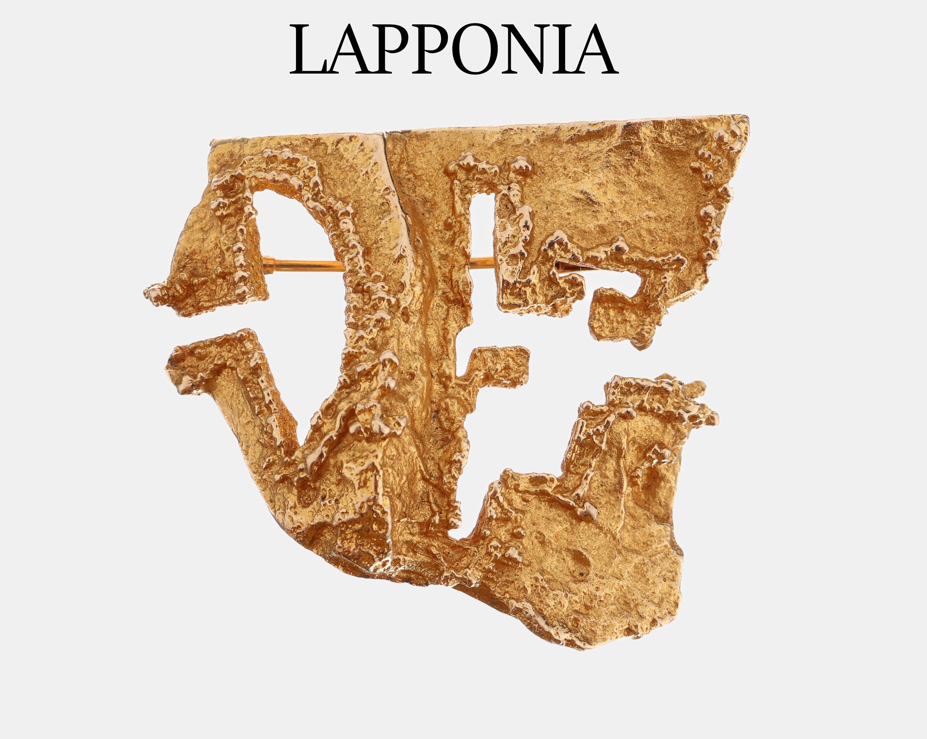 14 kt Gold LAPPONIA Brosche, GG 585/000, Finland 1973, abstrakte Gestaltung, ca. 3.5 x 3 cm, ca. 11.6 g