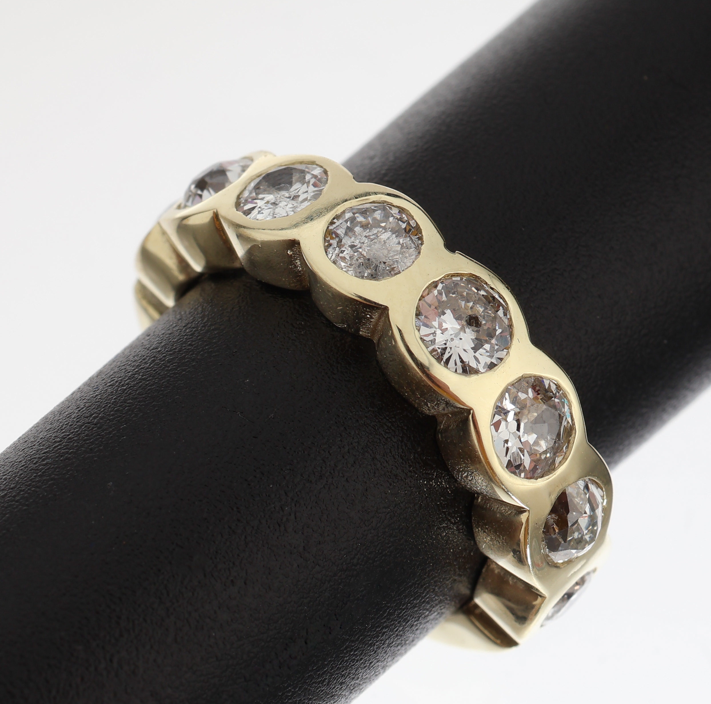 14 kt Gold Diamant-Ring, GG 585/000, 8 Altschliffdiamanten zus. ca. 1.50 ct Weiss/p1, ca. 5.6 g, RW 50