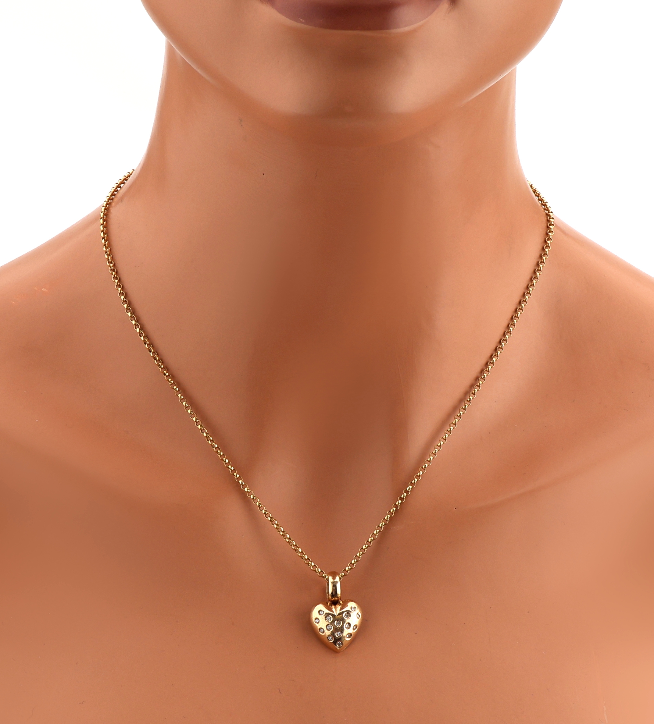 Detail a: 14 kt Gold Brillant-Clipanhänger, GG 585/000, herzf., 17 Brillanten zus. ca. 0.25 ct Weiß/p, an Kette, GG 585/000, L. ca. 44.5 cm, ...