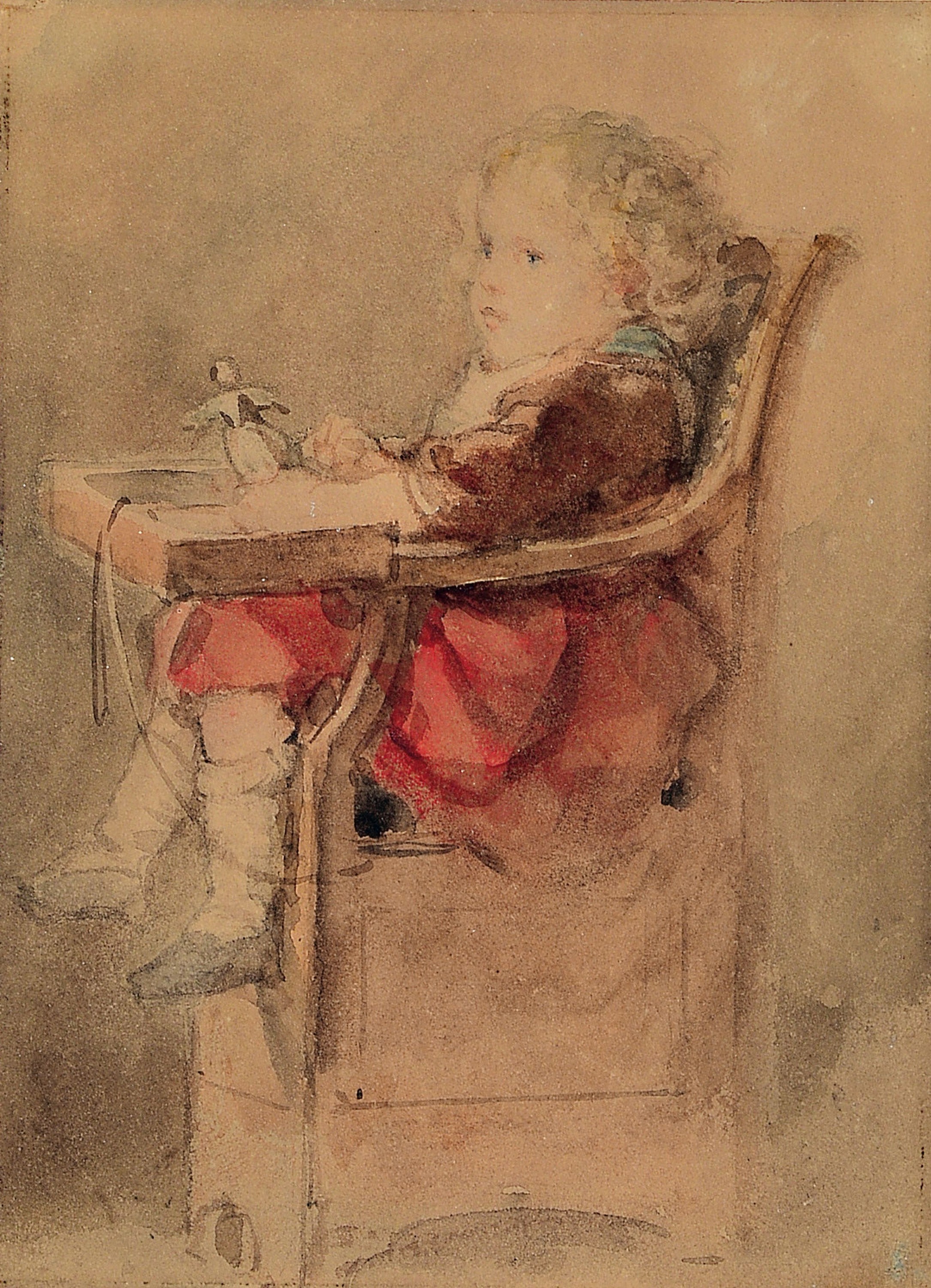 Zuschreibung: Prof. Philipp Rumpf, 1821-1896 Frankfurt, Aquarell, Porträt des Sohnes und späteren Kronberger Malers Emil Rumpf (1860 -1948), auf ...