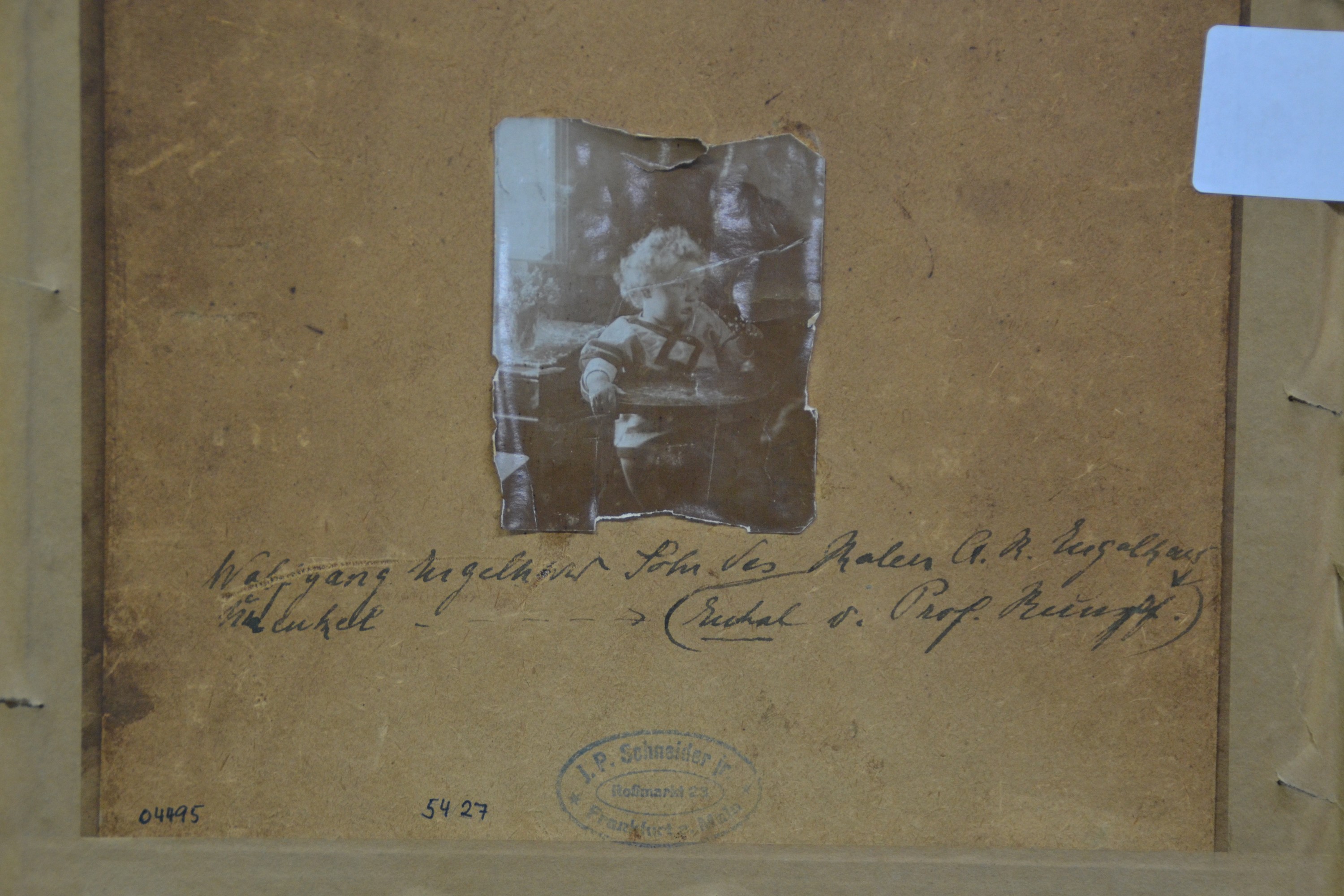 Detail d: Zuschreibung: Prof. Philipp Rumpf, 1821-1896 Frankfurt, Aquarell, Porträt des Sohnes und späteren Kronberger Malers Emil Rumpf (1860 -1948), auf ...