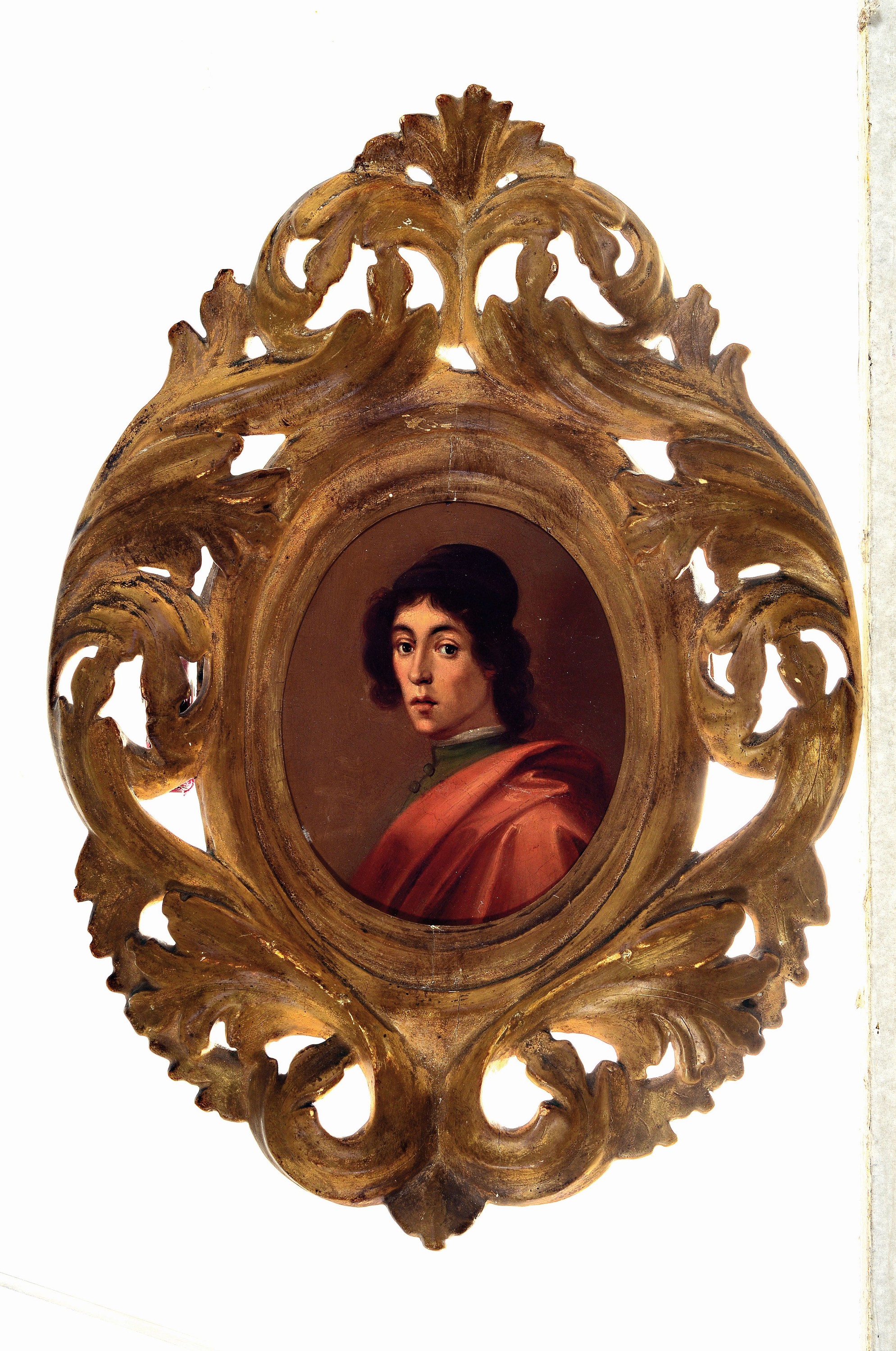 Detail l: 2 Kopien nach Raffael und Giulio Romano, 19.Jh., Öl/Holz, je Porträt eines jungen Mannes, ovaler Bildträger, je mit Akanthusrahmen, Bild 16x14 cm, ...
