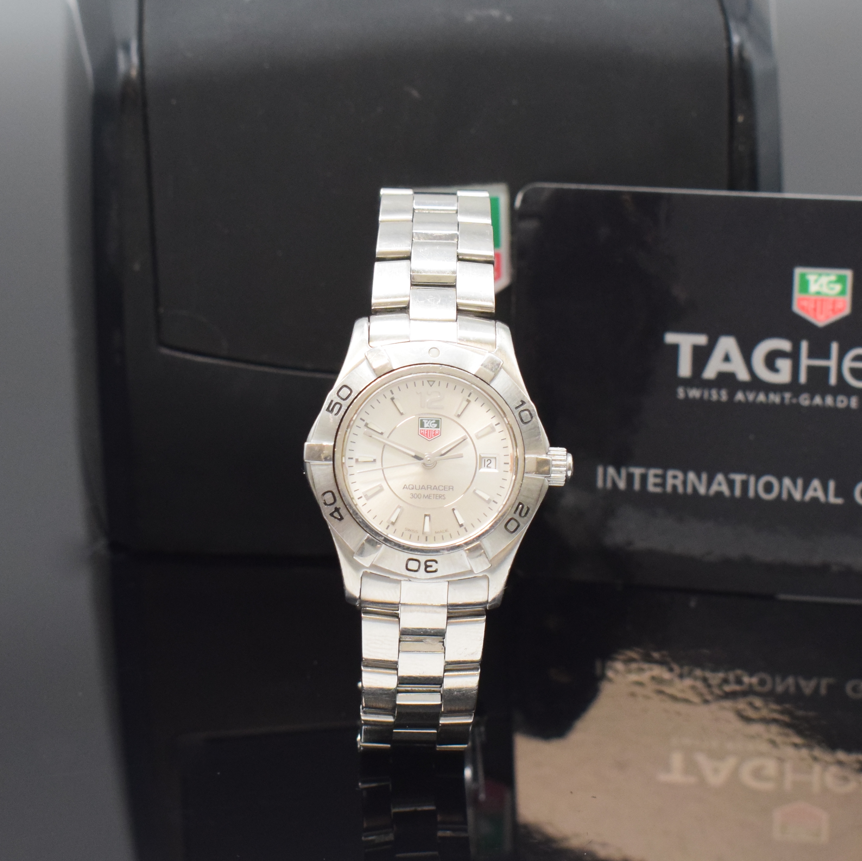 TAG HEUER Damenarmbanduhr Modell Aquaracer Referenz WAF1412, Edelstahlgeh. inkl. Gliederband m. Faltschl., Boden und Krone verschr., ab Herst. ...