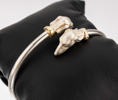 Image Extraordinary bangle , silver 925 partly gilt, unpretentious, endings shaped like grey ...