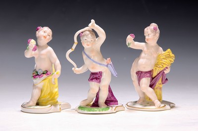 Image 3 putti as gods, Nymphenburg, 20th century, porcelain, decorated with colors, Diana (No. ...