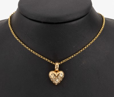 Image 14 kt gold brilliant-clip pendant , YG 585/000, heart shaped, 17 brilliants total ...