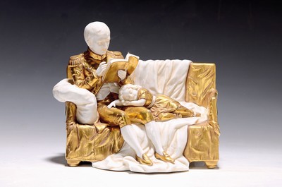 Image Porcelain group: Reading Napoleon with daughter, Scheibe-Alsbach, 20th century, ...