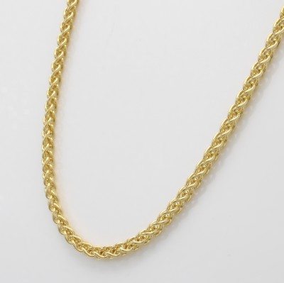 26808152a - Zopfcollier, GG 585/000, Karabinerschl., L. ca. 45 cm, Stärke ca. 2,4 mm