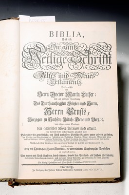 Image Biblia, sog. Kurfürstenbibel, Nürnberg, Johann Andrea Endt 1768, Ernst III. ...