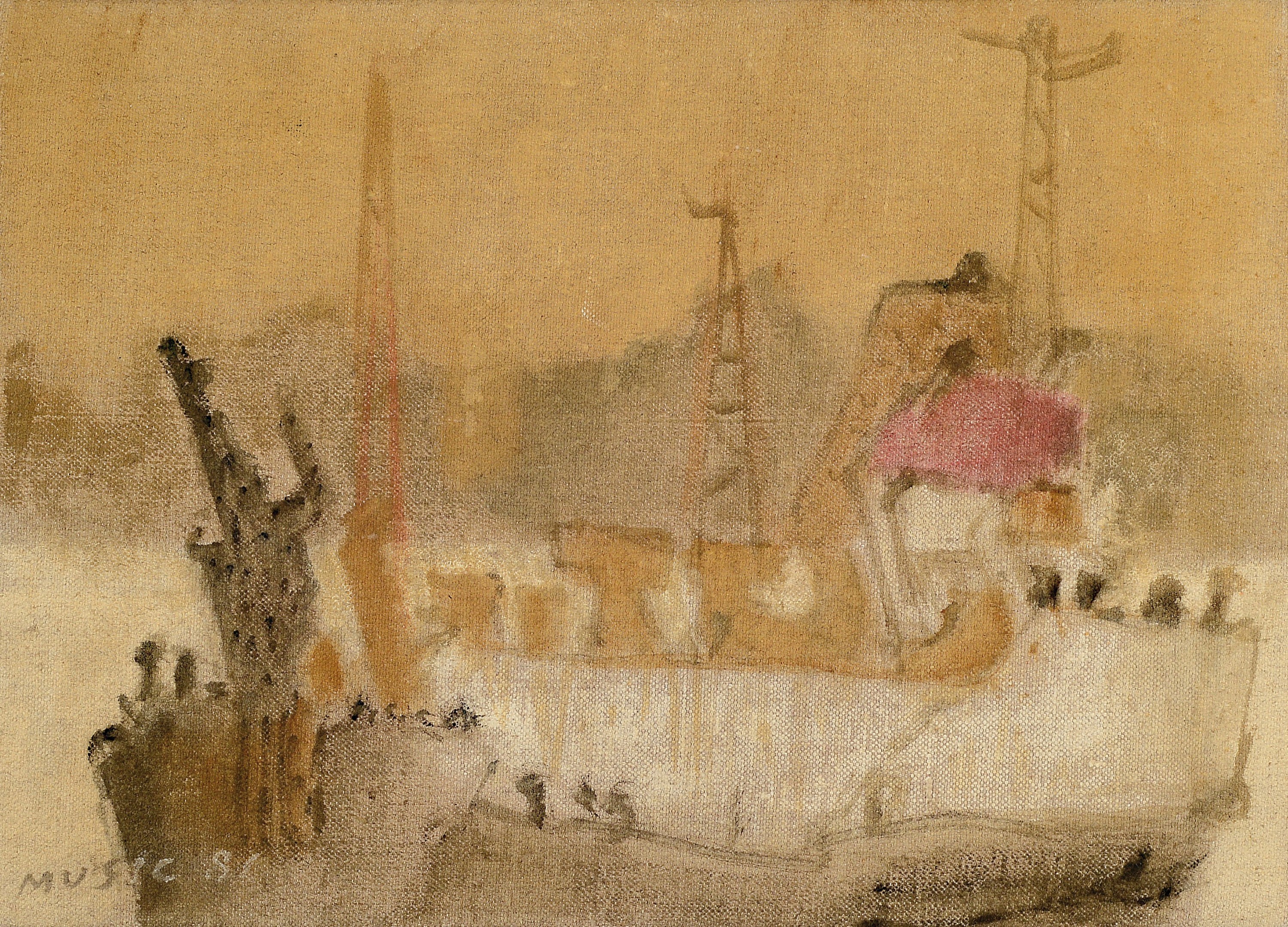 Antonio Zuran Music, 1909 Bukovica/Österreich -Ungarn-2005 Venedig, "Nave alle zattere", 1981, links unten signiert und datiert, verso ...
