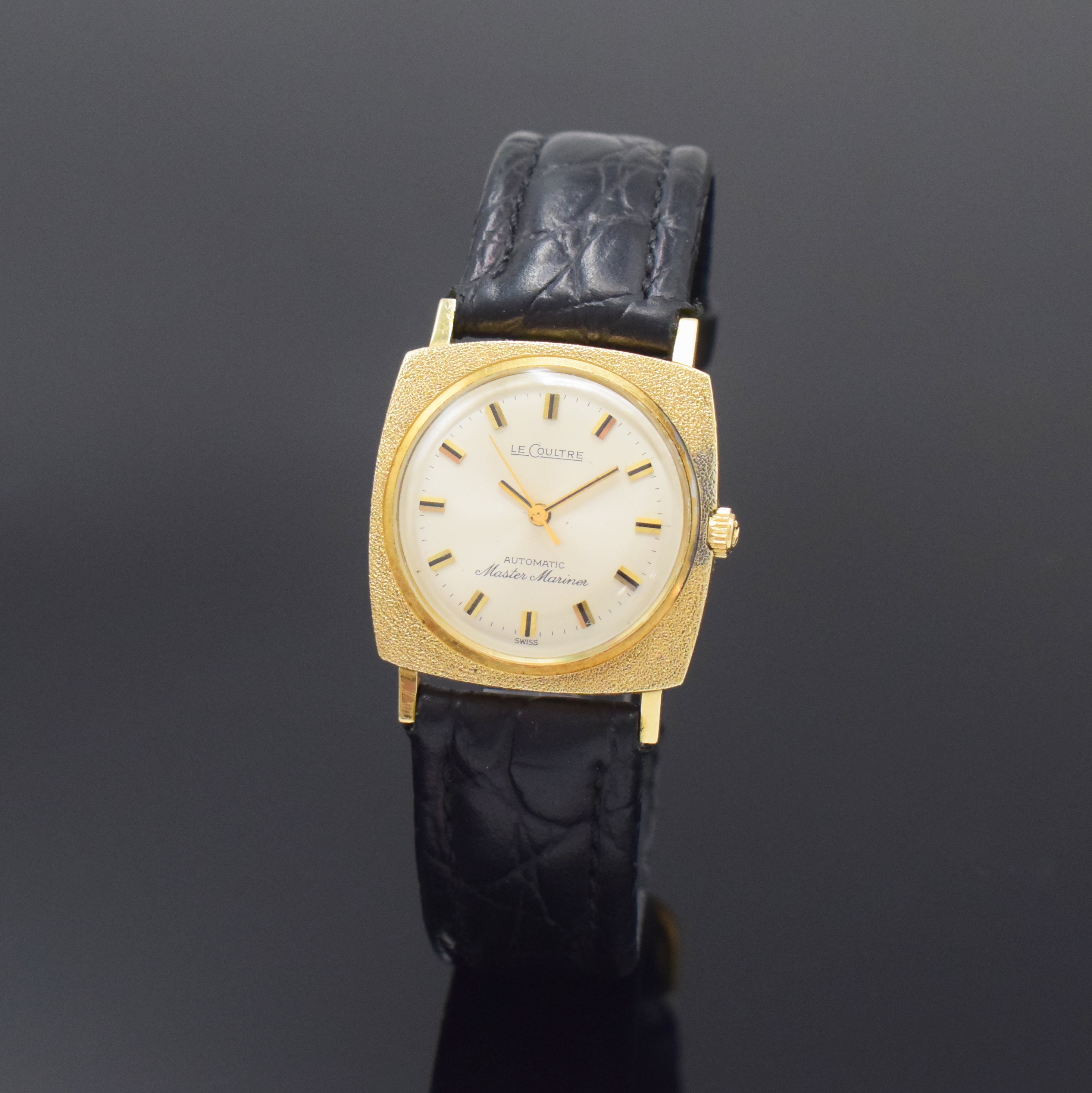 LeCOULTRE Master Mariner 14k vergoldete Damenarmbanduhr, Schweiz/USA um 1960, Automatik, kissenförmiges Monocoque Geh., orig. Krone, silb. ...