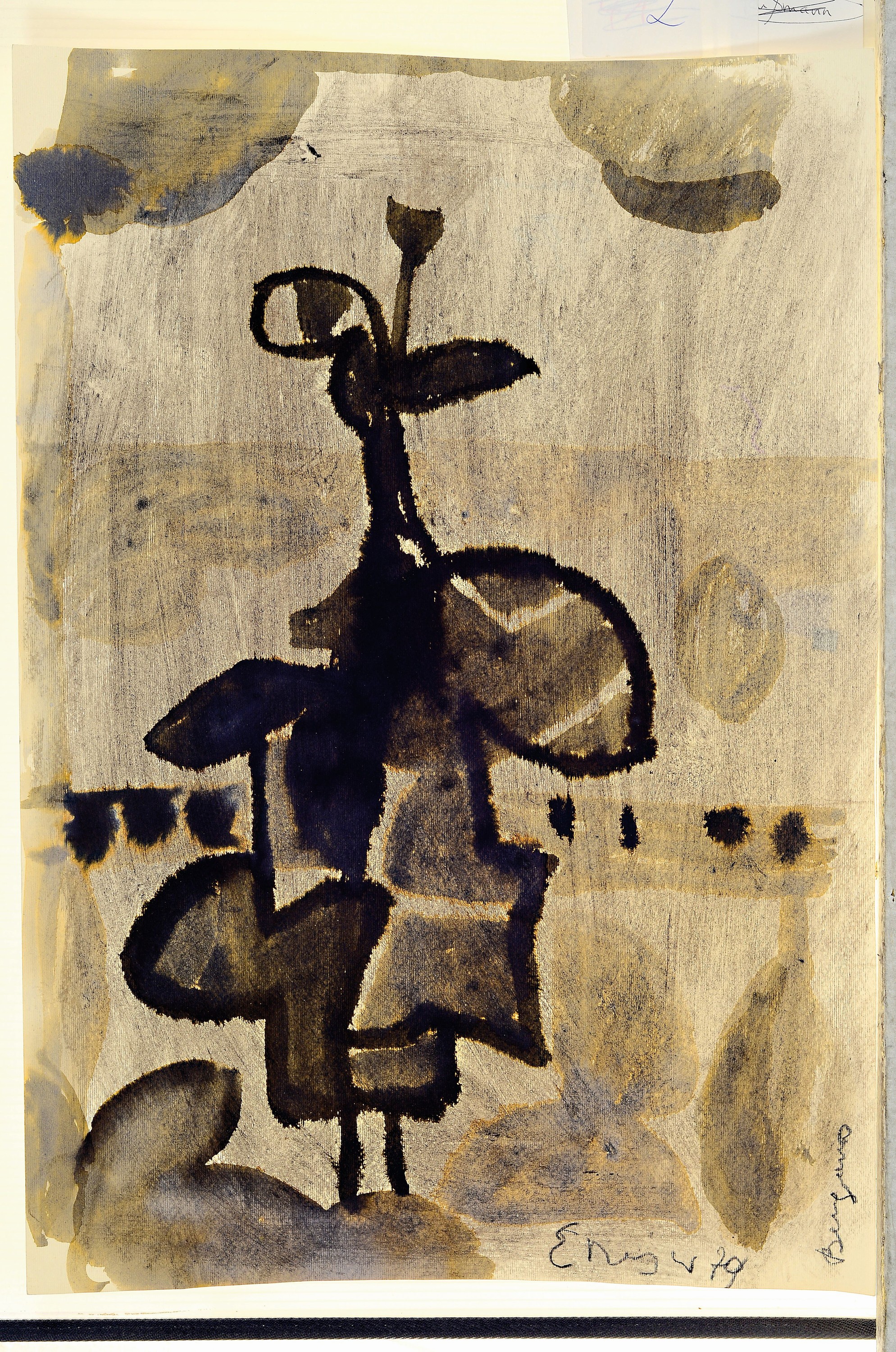 Detail a: Edwin Neyer, 1913-1984,5 Zeichnungen/Aquarelle, 2x Tempera auf Karton, Figur in grün/rot und Figur in grün/schwarz, je signiert und datiert 1977, ...