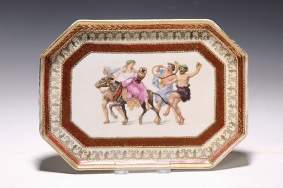 Image Picture plate, marked Thebes, 20th century, porcelain, colorfully painted, gold ...