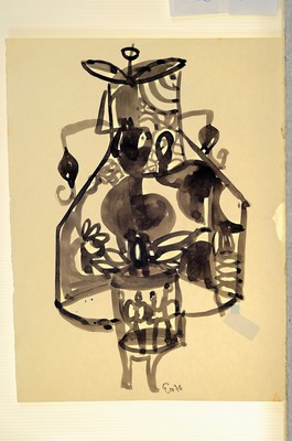 Image Edwin Neyer, 1913-1984, 5 Zeichnungen/Aquarelle, 2x Tempera auf Karton, Figur in ...