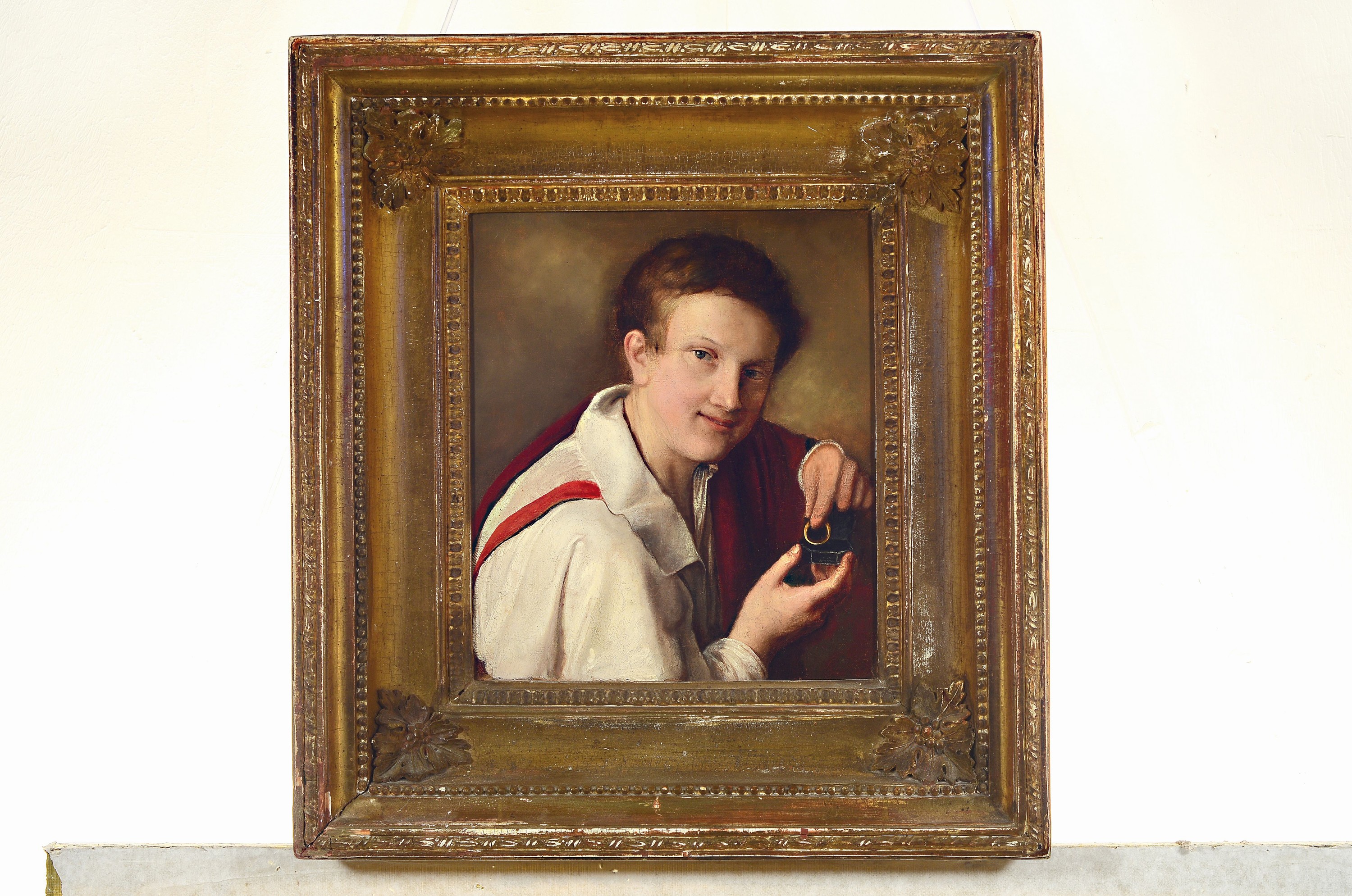 Detail k: Unbekannter Künstler des 19.Jh., einstmals gehandelt als Zuschreibung an Vassily Andreevich Tropinin (1776 Nowgorod -1857 Moskau), Brautgeschenk, ...