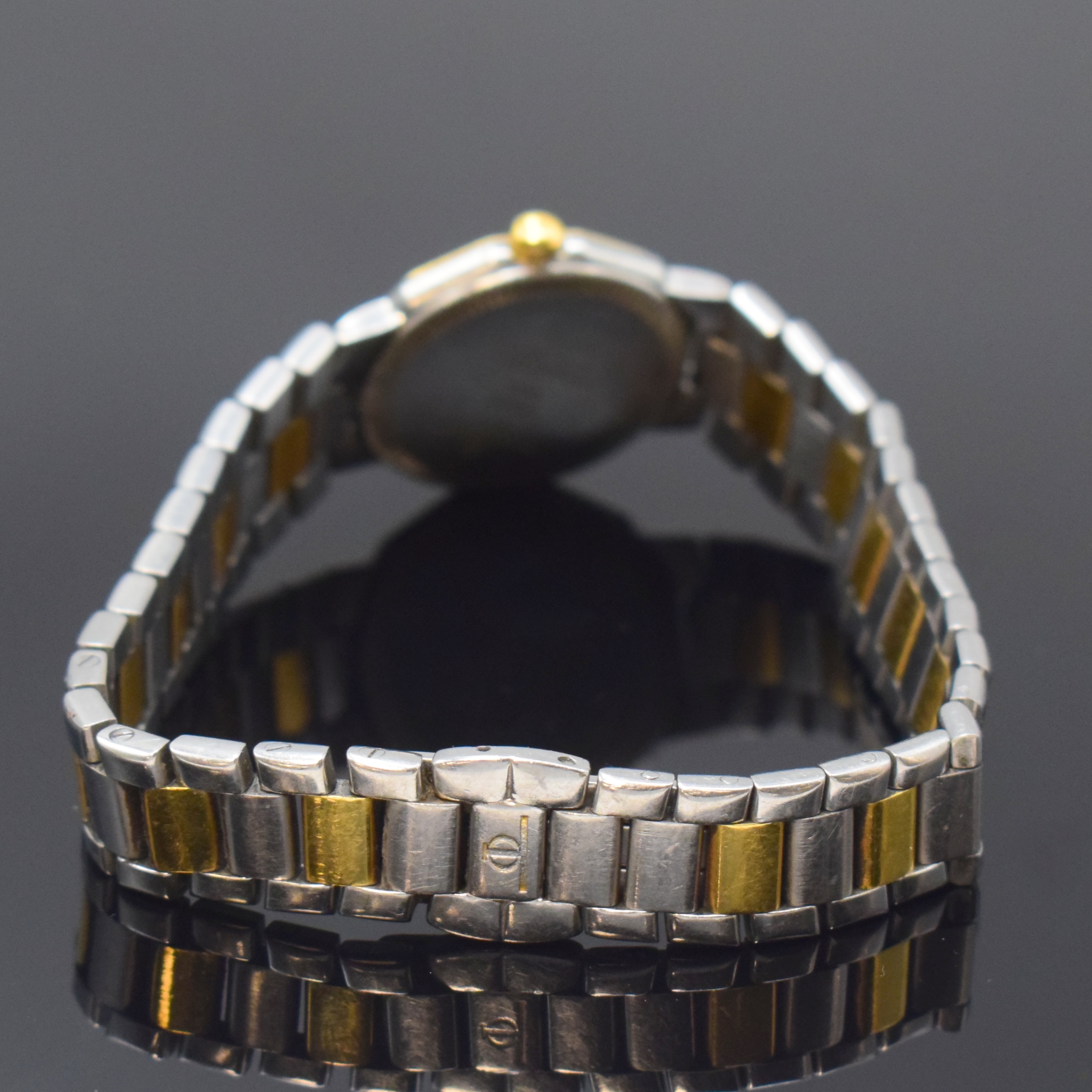 Detail b: BAUME & MERCIER Riviera Damenarmbanduhr in Stahl/Gold Referenz 5231.038, Schweiz um 1985, quartz, 12-eckiges Geh., Boden u. Krone verschr., integr. ...