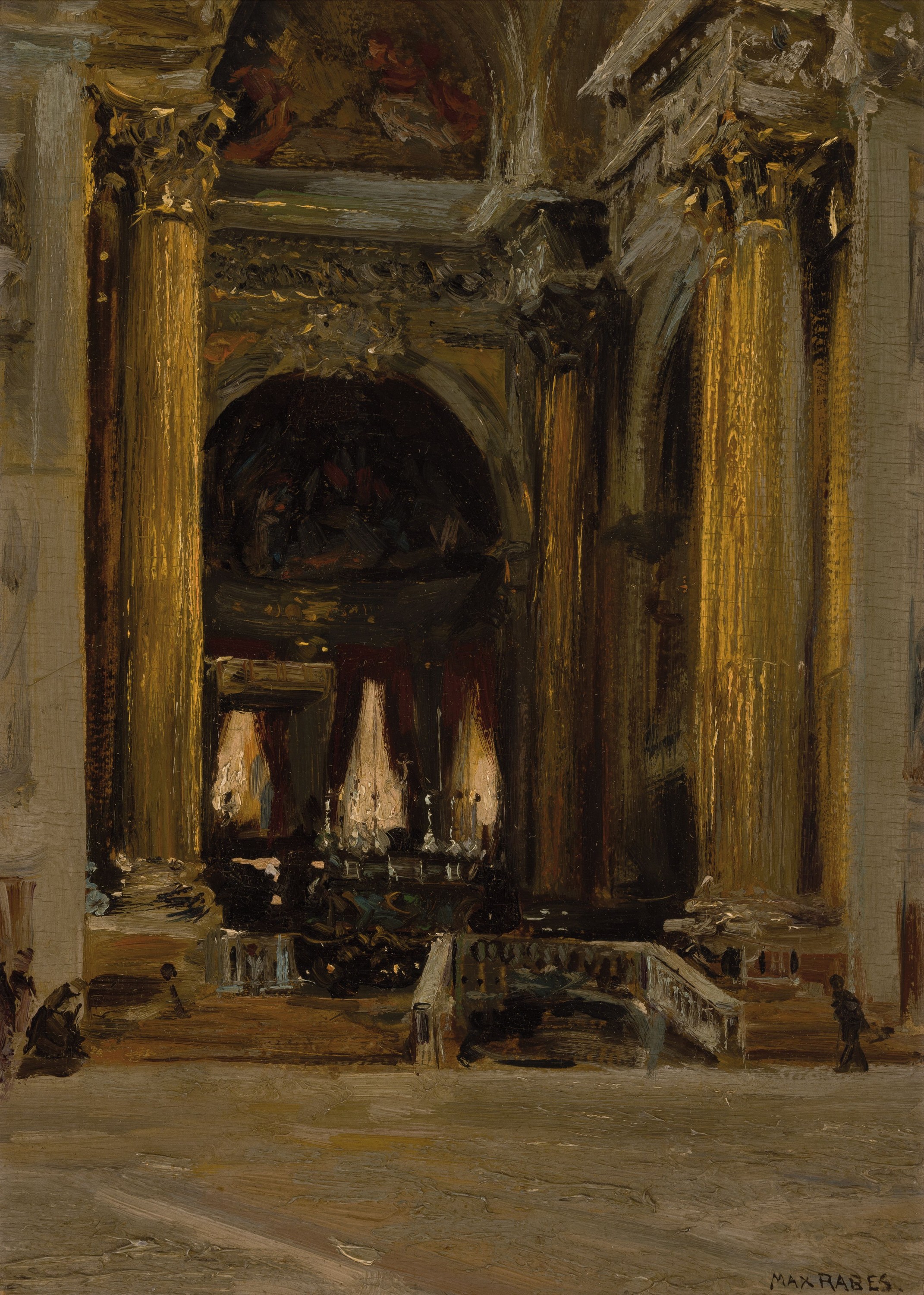 Max Friedrich Rabes, 1868 Szamotuly-1944 Wien, "Dom in Bologna Mai 1924" so verso bezeichnet, atmosphärische Architekturschilderung des ...