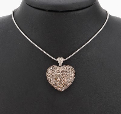 Image 14 kt gold brilliant heart pendant , WG 585/ 000, brilliants total approx. 3.0 ct ...